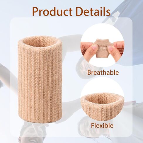 TIESOME 20 Pcs Finger Sleeves for Arthritis, Elastic Finger Compression Sleeves Thumb Splint Support, Breathable Pain Relief Protector for Tendon, Joint and Arthritis, Sports Aid (Skin Tone) in Saudi Arabia