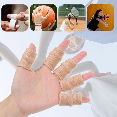 TIESOME 20 Pcs Finger Sleeves for Arthritis, Elastic Finger Compression Sleeves Thumb Splint Support, Breathable Pain Relief Protector for Tendon, Joint and Arthritis, Sports Aid (Skin Tone) in Saudi Arabia