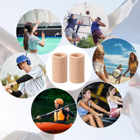 TIESOME 20 Pcs Finger Sleeves for Arthritis, Elastic Finger Compression Sleeves Thumb Splint Support, Breathable Pain Relief Protector for Tendon, Joint and Arthritis, Sports Aid (Skin Tone) in Saudi Arabia