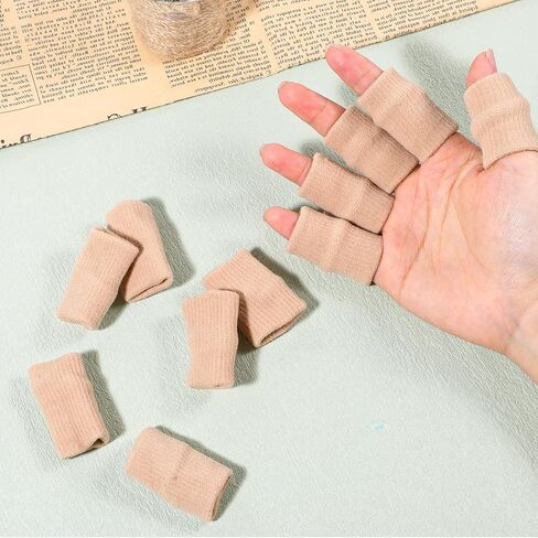 TIESOME 20 Pcs Finger Sleeves for Arthritis, Elastic Finger Compression Sleeves Thumb Splint Support, Breathable Pain Relief Protector for Tendon, Joint and Arthritis, Sports Aid (Skin Tone) in Saudi Arabia