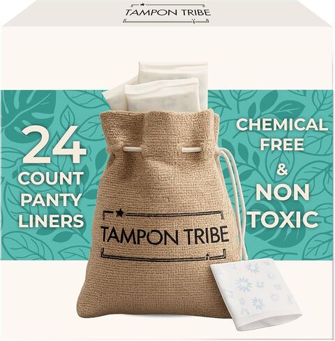 Tampon Tribe Organic Cotton Panty Liners for Women | 48 Plant-Based Pantiliners | 100% Organic Cotton, Hypoallergenic, Chemical and Metal-Free with Plant-Based Backing (Zero Glue) | 48 Pack in Saudi Arabia
