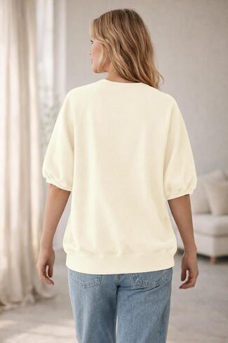Panadila Womens Oversized Short Sleeve Sweatshirts Crew Neck Puff Sleeve Tops Casual Basic Spring Summer Tops in Saudi Arabia