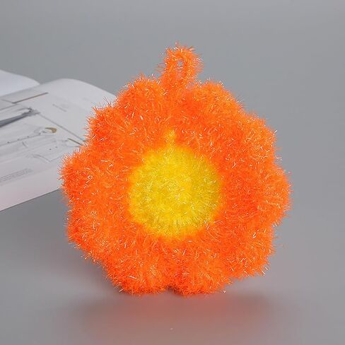 KALLORY 3Pcs Cute Flower Dish Scrubbers for Kitchen Korean Style Handmade Crochet Scouring Pads Non-Scratch Dish Sponges for Dishwashing Aesthetic Sink Decor Cleaning Puff in Saudi Arabia