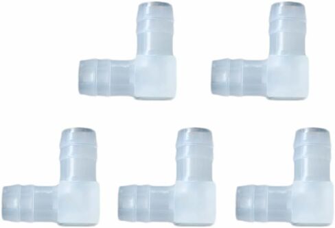 5 Pcs Hose Barb 90 Degree Elbow L Fitting, Plastic 2 Way Equal Barbed Joint Splicer Mender Union Adapter Hose Fitting Fuel Gas Liquid Air (U) in Saudi Arabia