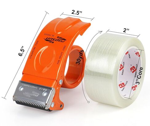 BOMEI PACK Strapping Tape 2 Inch with Dispenser,Mono Filament Tape,Transparent Reinforced Fiberglass Tape,Heavy Duty Moving Boxes Packing Tape Stright Line Sticky Strong Tape in Saudi Arabia