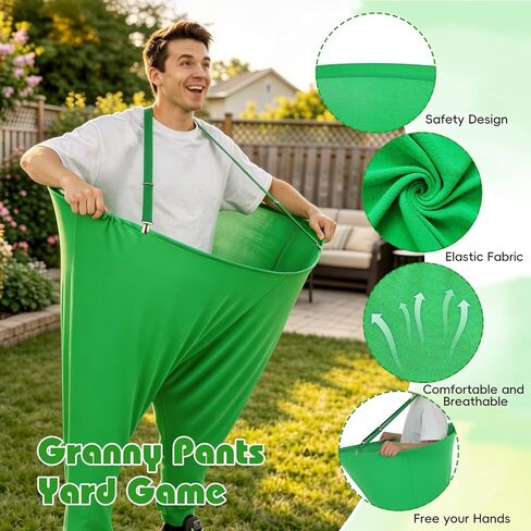 لعبة Granny Pants Yard للمراهقين والبالغين، 2 بنطال عملاق مع حمالات، 16 كرة نطاطة، 2 مضختين وعلمين، مرحل رمي مرح في الهواء الطلق لحفلات الفناء الخلفي، ولم شمل الأسرة، وبناء الفريق (للأعمار من 8 سنوات فما فوق) in Kuwait
