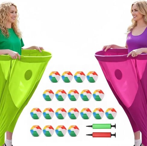 Granny Pants Yard Game Set for Adults & Families, Backyard Outdoor Toss Game with 20 Bouncy Balls, 2 Inflatable Pants & Pumps, Fun Yard Party Activity for Group Events in Saudi Arabia