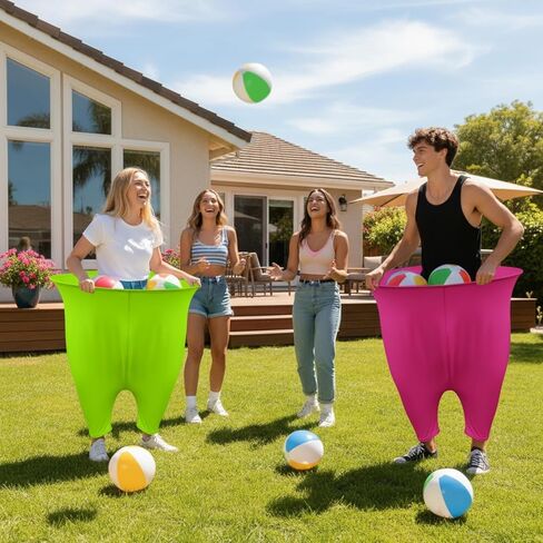 Granny Pants Yard Game Set for Adults & Families, Backyard Outdoor Toss Game with 20 Bouncy Balls, 2 Inflatable Pants & Pumps, Fun Yard Party Activity for Group Events in Saudi Arabia