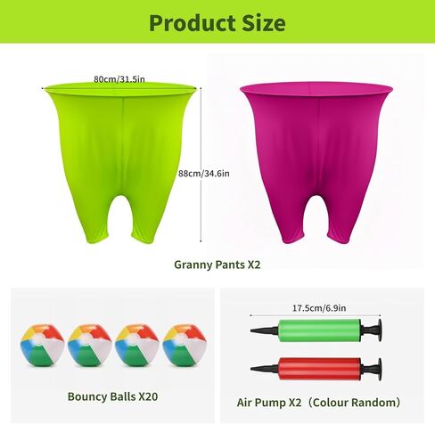 Granny Pants Yard Game Set for Adults & Families, Backyard Outdoor Toss Game with 20 Bouncy Balls, 2 Inflatable Pants & Pumps, Fun Yard Party Activity for Group Events in Saudi Arabia
