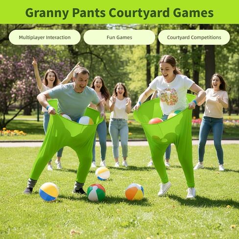 Granny Pants Yard Game Set for Adults & Families, Backyard Outdoor Toss Game with 20 Bouncy Balls, 2 Inflatable Pants & Pumps, Fun Yard Party Activity for Group Events in Saudi Arabia
