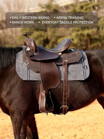 Harrison Howard Western Saddle Pad Liner, Thin Wool Felt Under Pad with Spine Cutout, Shock Absorbing Sweat Barrier in Saudi Arabia