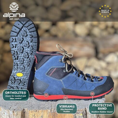 Alpina JOY Men’s Approach Boots – Super Light Leather Hiking Shoes with Waterproof Breathable Membrane, All Weather Grip Slip Resistant Outsole, Approach and Climbing Footwear, Made in Europe in Saudi Arabia