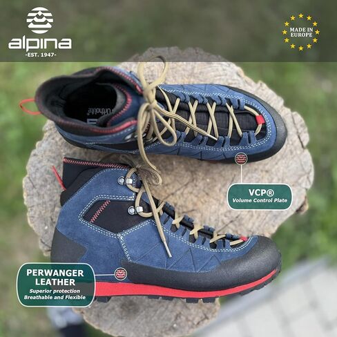 Alpina JOY Men’s Approach Boots – Super Light Leather Hiking Shoes with Waterproof Breathable Membrane, All Weather Grip Slip Resistant Outsole, Approach and Climbing Footwear, Made in Europe in Saudi Arabia