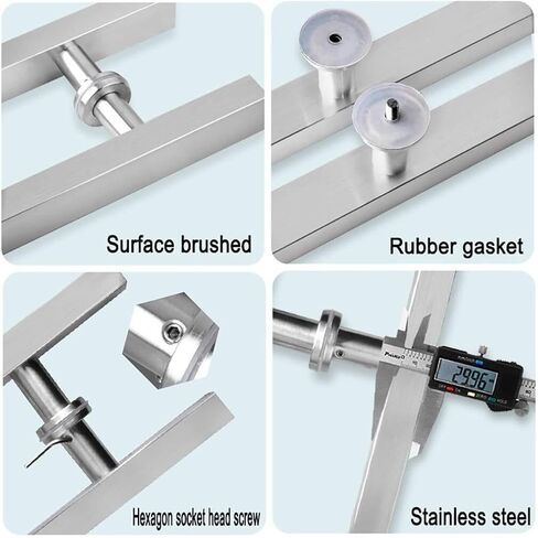 Heavy Duty Stainless Steel Square Tube Commercial Push-Pull Door Handle/Glass Door Handle/Barn Door Pull Handle Black/Silver - 6 Sizes(Silver,1200 * 900mm) in Saudi Arabia