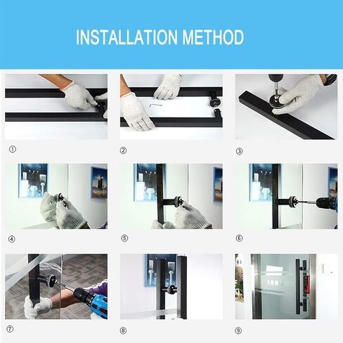 Heavy Duty Stainless Steel Square Tube Commercial Push-Pull Door Handle/Glass Door Handle/Barn Door Pull Handle Black/Silver - 6 Sizes(Silver,1200 * 900mm) in Saudi Arabia