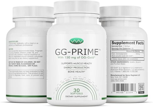 مكمل GG-Prime™ Geranylgeraniol - 150 مجم GG-Gold® من Annatto - يدعم إنتاج CoQ10 وصحة العضلات والعظام - 30 كبسولة هلامية in Saudi Arabia
