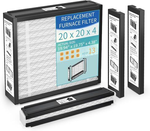 2-Pack 20x20x4 فلتر هواء بديل لهونيويل FC100A1011، Lennox X0585 MERV 13 للحساسية والدفاع عن الغبار، مرشحات فرن HVAC مطوية (الحجم الفعلي: 19.94 × 19.75 × 4.38 بوصة) in Kuwait
