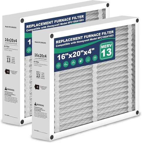 استبدال فلتر الهواء 16x20x4 متوافق مع هانيويل FC100A1003، استبدال فلتر فرن HVAC MERV 13، عبوتين (الحجم الفعلي: 15.94 × 19.75 × 4.38 بوصة) in Saudi Arabia