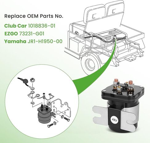 10L0L Golf Cart Solenoid 48 Volt 4 Terminal for EZGO Club Car Yamaha Electric Model, Heavy Duty Starter Solenoid #586 Series, Replaces 73231G01 101883601 JR1-H1950-00 in Kuwait