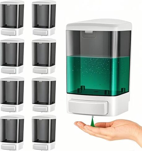 8-Pack Soap Dispenser Wall Mount 1000ml (33.8oz)–Commercial Heavy-Duty Plastic Liquid Dispenser for Soap,Shampoo,Hand Sanitizer–Manual Pump for Bathroom, Kitchen,Restaurant,Hotel (8 x 1000ml) in Saudi Arabia