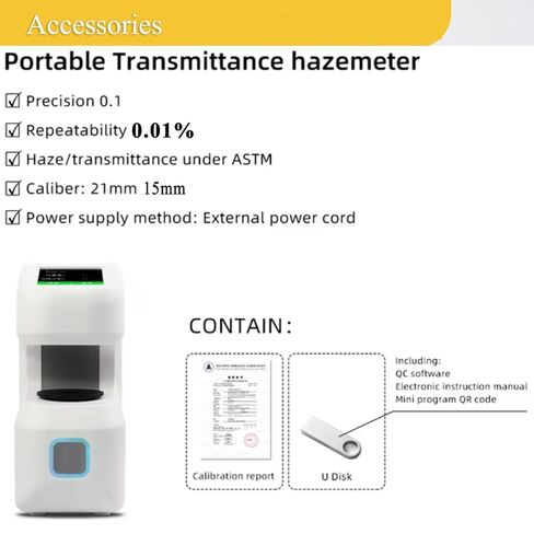 مقياس الضباب لاختبار نقل الضوء قياس الضباب بفتحات اختبار 21 مم 15 مم ASTM ودقة ISO 0.01% تكرار 0.05 لاختبار نظارات الفيلم in Kuwait