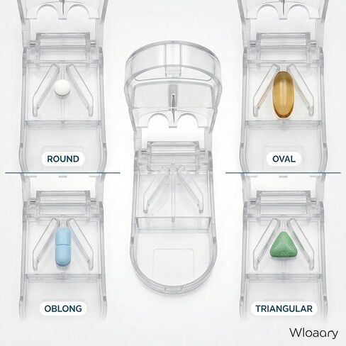Pill Cutter, Precise 1/2 Pill Splitter for Small and Large Pills, Portable Medicine Divider with Storage Compartment, for Travel and Daily Use (Blue Clear Mini) in Saudi Arabia