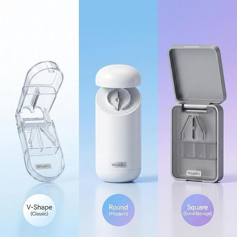 Pill Cutter, Precise 1/2 Pill Splitter for Small and Large Pills, Portable Medicine Divider with Storage Compartment, for Travel and Daily Use (Blue Clear Mini) in Saudi Arabia
