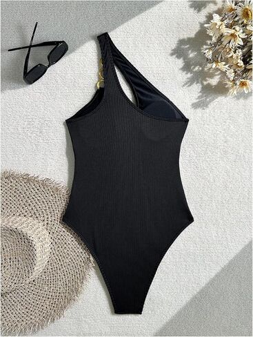 GORGLITTER Women's Sexy One Piece Swimsuit O Ring Cut Out One Shoulder Tummy Control Monokini Bathing Suits in Saudi Arabia