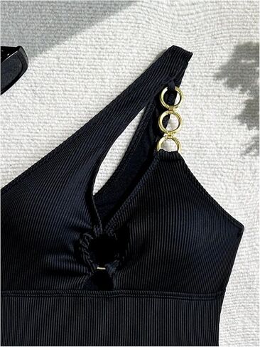 GORGLITTER Women's Sexy One Piece Swimsuit O Ring Cut Out One Shoulder Tummy Control Monokini Bathing Suits in Saudi Arabia