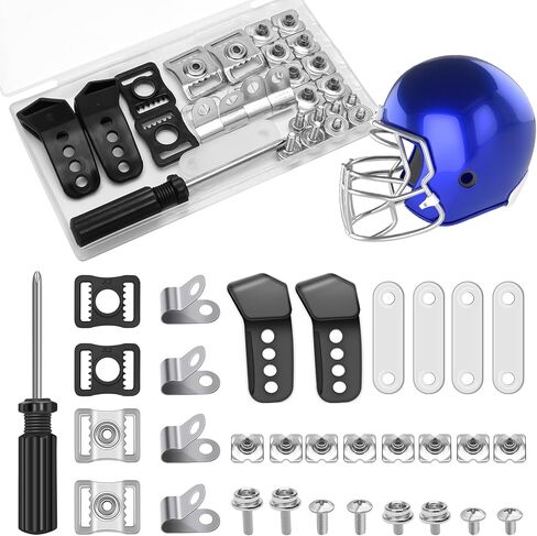 31 Pcs Hockey Helmet Repair Kit, Coldairsoap Football Helmet Replacement Parts Including Visor Clips 4 Screws Nuts Rubber Gaskets J Clips, Hardware Kit for Baseball, Softball Helmets in Saudi Arabia