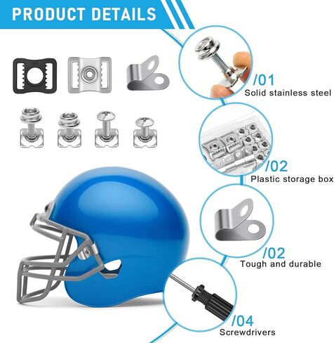 31 Pcs Hockey Helmet Repair Kit, Coldairsoap Football Helmet Replacement Parts Including Visor Clips 4 Screws Nuts Rubber Gaskets J Clips, Hardware Kit for Baseball, Softball Helmets in Saudi Arabia