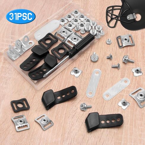 31 Pcs Hockey Helmet Repair Kit, Coldairsoap Football Helmet Replacement Parts Including Visor Clips 4 Screws Nuts Rubber Gaskets J Clips, Hardware Kit for Baseball, Softball Helmets in Saudi Arabia