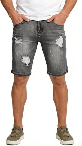 Men's Ripped Jean Short Straight Fit Casual Denim Shorts in Saudi Arabia