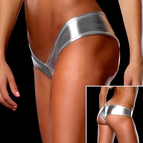 Women's Shiny Metallic Mini Booty Cheeky Shorts Shine Briefs Ballet Party Dance Underwear in Saudi Arabia