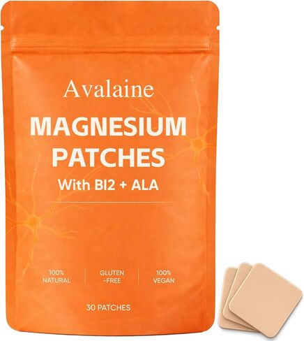 Avalaine Magnesium Patches, with Magnesium Chloride, Vitamin B12, Folic Acid & Alpha-Lipoic Acid, 30 Patches in Saudi Arabia