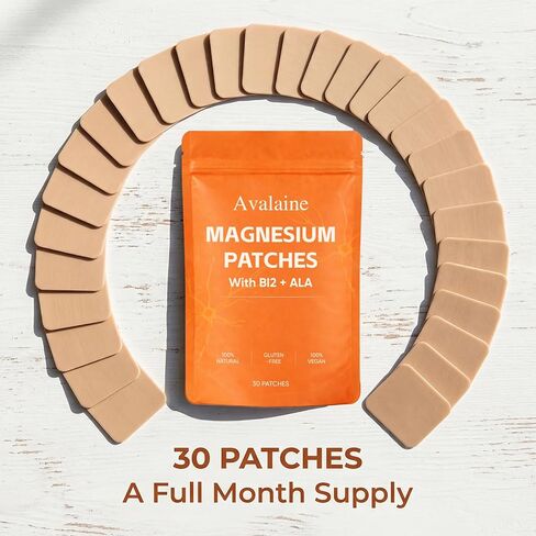 Avalaine Magnesium Patches, with Magnesium Chloride, Vitamin B12, Folic Acid & Alpha-Lipoic Acid, 30 Patches in Saudi Arabia