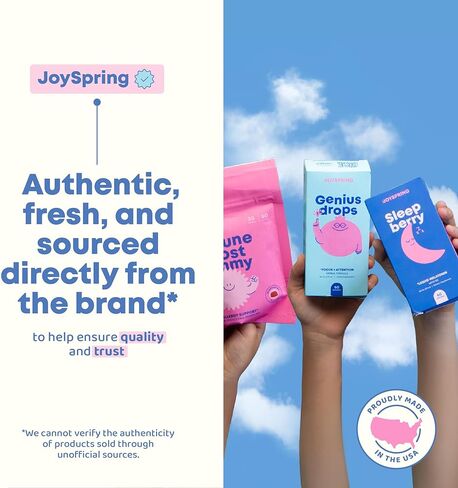 JoySpring Genius Kids Focus Gummies - مكمل عشبي طبيعي للعقل للأطفال | نباتي، خالي من الغلوتين، خالي من السكر مع باكوبا، غوتو كولا، رهوديولا - 60 قطعة in Saudi Arabia