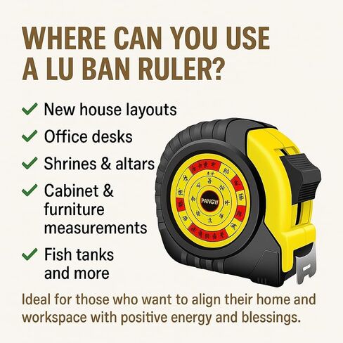 16-Foot Lu Ban Ruler – Traditional Chinese Feng Shui Measuring Tool for Auspicious Dimensions | Ideal for Furniture, Doors, Altars, Cabinets & More | Attract Luck, Wealth & Harmony in Saudi Arabia