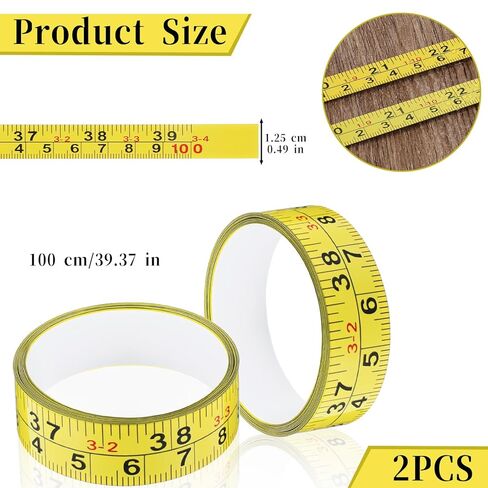 2 Pcs 39in/100cm Adhesive Measuring Tape, Self-Adhesive Ruler Tape Sticker Yellow Long Tapes Measure Practical Table Saw Accessories for Woodworking Table Saw Drafting Workbench in Saudi Arabia