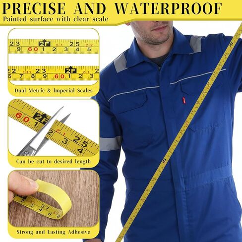 2 Pcs 39in/100cm Adhesive Measuring Tape, Self-Adhesive Ruler Tape Sticker Yellow Long Tapes Measure Practical Table Saw Accessories for Woodworking Table Saw Drafting Workbench in Saudi Arabia