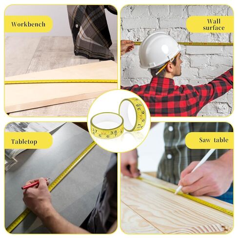 2 Pcs 39in/100cm Adhesive Measuring Tape, Self-Adhesive Ruler Tape Sticker Yellow Long Tapes Measure Practical Table Saw Accessories for Woodworking Table Saw Drafting Workbench in Saudi Arabia