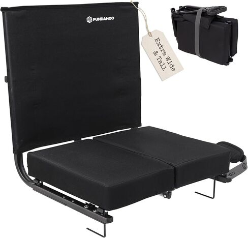 FUNDANGO Extra Wide Stadium Seats with Back Support for Adults, Padded Bleacher Chairs with Back and Cushion, Folding Bleacher Seats with Shoulder Strap for Football Baseball Sports in Kuwait