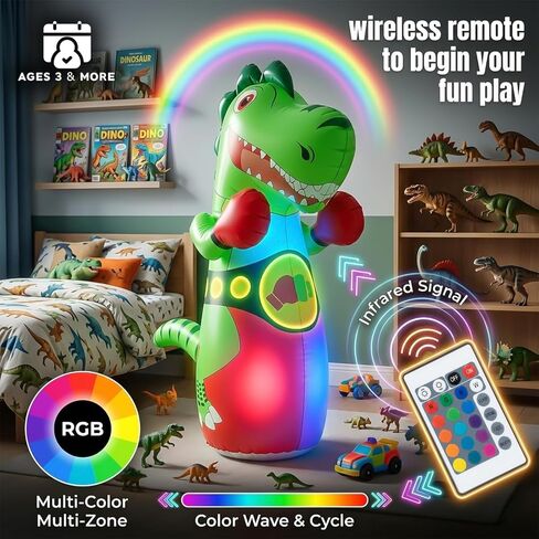Inflatable Dinosaur Punching Bag for Kids with LED Light and Remote Control in Saudi Arabia
