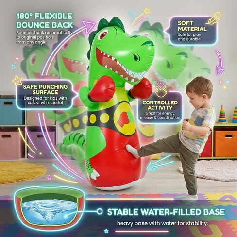 Inflatable Dinosaur Punching Bag for Kids with LED Light and Remote Control in Saudi Arabia