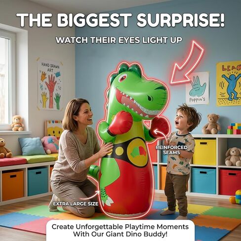 Inflatable Dinosaur Punching Bag for Kids with LED Light and Remote Control in Saudi Arabia