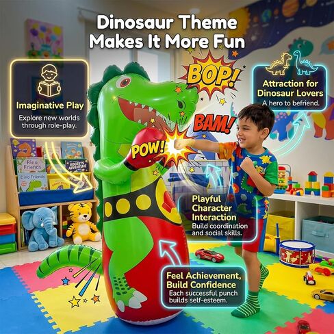 Inflatable Dinosaur Punching Bag for Kids with LED Light and Remote Control in Saudi Arabia