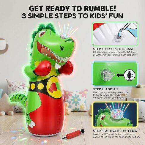 Inflatable Dinosaur Punching Bag for Kids with LED Light and Remote Control in Saudi Arabia