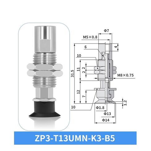 1Pcs Vacuum Sucker ZP3-T10/13/16UMN-J/K3/6/10 Black NBR Silicone Rubber Flat Pneumatic Vacuum Suction Cup(ZP3-T13UMN-K3-B5) in Saudi Arabia