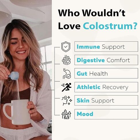 Colostrum™ Premium Powder for Gut Health, Immunity, Muscle Recovery & Bloating Relief | Grass-Fed Bovine Colostrum with 400+ Bioactive Nutrients & Natural IgG, Unflavored, 60 Servings | Made in USA in Saudi Arabia