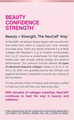 NeoCell Creatine Collagen Powder | 20 Stick Packs | with Multi Collagen Peptides | Plus L-Taurine | Unflavored | Hair, Skin, and Nails Supplement in Saudi Arabia